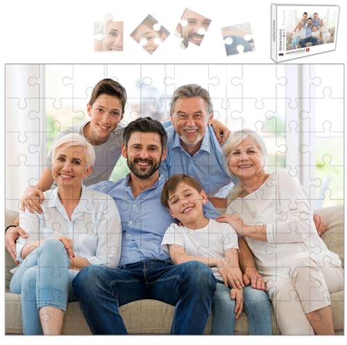 Uniqora Foto Puzzle Personalisiert 60/120/200/500/1000 Teile，Personalisiertes Puzzle aus eigenen Fotos, Personalisiertes Holz mit Bild Geschenke für Weihnachten Hochzeit Geburtstag Familie