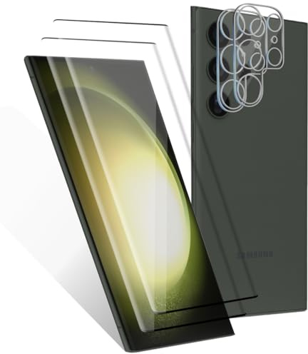 Euukzzea Schutzfolie für Samsung Galaxy S23 Ultra für Panzerglas, 2 Stück 9H Härte Panzerfolie + 2 Stück Kameraschutz, Anti-Bläschen und Öl HD Klar Gehärtetes Glas Displayschutzfolie