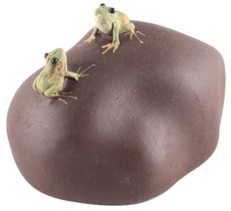 Durlo Purple Clay Frog Tea Pet Figurine, Desktop Decorative Ornament, Water Spraying Fun, for Tea Lovers