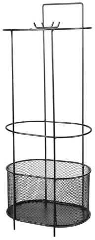TOYANDONA Black Small Umbrella Stand with Drip Tray Indoor Floor Rain Umbrella Bin and Walking Stick Organizer for Entryway