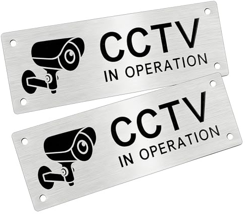 CCTV Sign,cctv in operation sign,cctv signs,pack of 2 | Aluminum with Self-Adhesive and Pre-Drilled Holes For House and Business Indoor or Outdoor Use