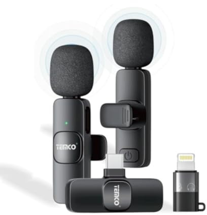 M MI DEKOR Micrófono Inalámbrico Profesional Lavalier USB C + Lightning