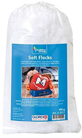GLOREX 0 2517 - Soft Flocks weiß, 150 g, superweiches und federleichtes Füllmaterial, leicht zu verarbeitende Flocken, geruchsfrei und waschbar, zum Stopfen von Kuscheltieren
