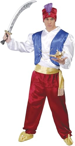 FIESTAS GUIRCA | Genie der Lampe Kostüm für Erwachsene - Hemd, Weste, Schärpe, Hut und Hose - Prinz der Wüste und Scheich Kostüme für Halloween und Karneval - Herren - Verschiedene Größen und Farben