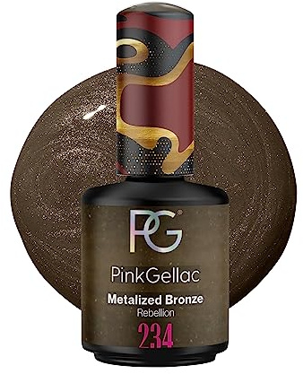 Pink Gellac Gel Nagellack UV, Veganes Nagelgel - 234 Metalized Bronze 15 ml | Gelnagellack für UV Lampe, Einfache Anwendung Nail Polish für 14 Tage Salonqualität, Gellack Made in Holland