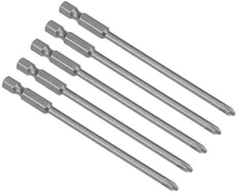 sourcing map Embout de Tournevis Cruciforme PH1 Magnétique S2 H1/4 x 100 x 4PH1 5Pcs