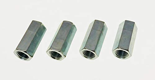 4 Pack 3/8-24 X 1-1/8 Long Fine Thread Hex Coupling Nut with Zinc Plate