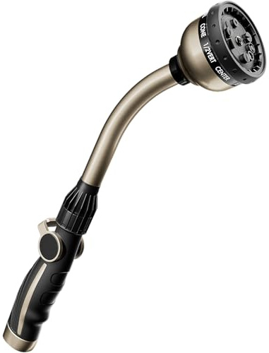RESTMO Watering Wand Heavy Duty, Metal Garden Hose Wand with 10 Spray Patterns, 15-Inch Long Hose Nozzle Sprayer with Thumb Flow Control, Ideal to Water Hanging Baskets and Shrubs