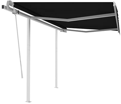 Deckmarkise,Balkonmarkise,Markisen für Terrassen, Hinterhöfe, Rasenflächen, Gärten, Outdoor-Events,Gelenkarmmarkise Einziehbar mit Pfosten 3x2,5 m Anthrazit