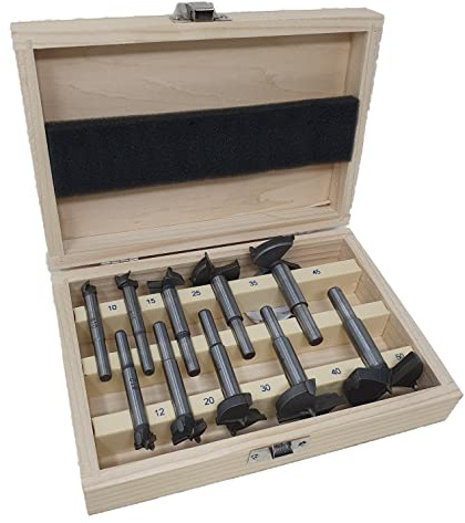 jjw-germany 10tlg. Hartmetall bestückte Kunstbohrer Forstnerbohrer Set D=10/12/15/20/25/30/35/40/45/50mm für Hartholz und Akku Schrauber geeignet