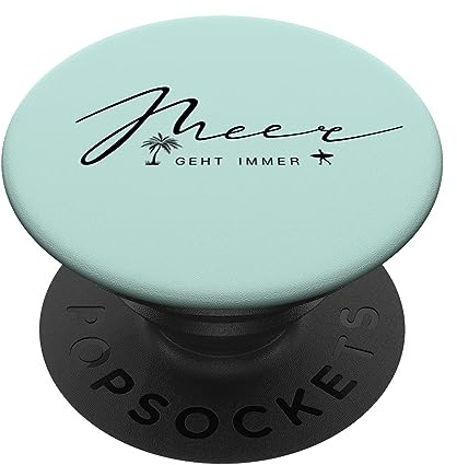 PopSockets Palmen Strandurlaub surfen – Meer geht immer PopGrip Schwarz für Smartphones mit glatten, harten Plastikgehäusen (außer mit kabelloser Aufladung)