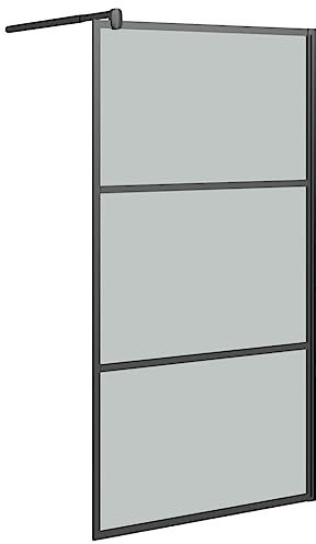 vidaXL Duschwand für Walk-In Dusche Duschabtrennung Duschtrennwand Duschkabine Duschtür Eckeinstieg Trennwand 100x195cm Dunkel ESG Glas Schwarz