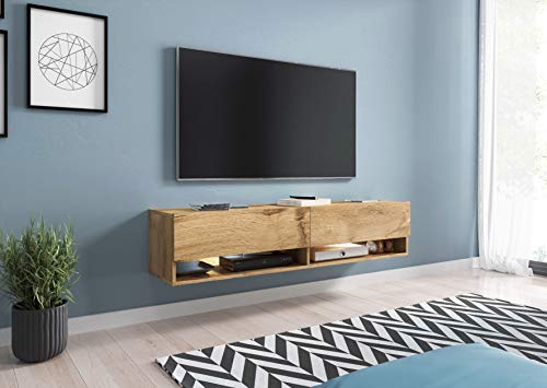 MINIO go for it - Lowboard TV-Schrank 100x30x33cm, Türen und Regalen | Offene Nischen Laminierte Spannplatte Praktisch und Funktionell Wotan Eiche