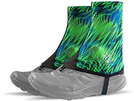 AONIJIE Low Trail Gaiters Ankle Gators Protective Reflective Shoe Covers UV Protection Breathable Sand Prevention for Triathlon Hiking Green L Size