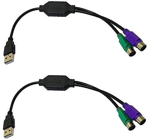 BLLNDX 2 adaptadores PS2 a USB para teclado y mouse, adaptador PS/2 a USB color negro