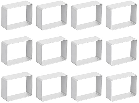 sourcing map 12pcs Métal Cookie Coupeurs Ensemble, Aluminium Alliage Rectangle Cookie Découpeur Cookie Pâtisserie Moule pour Fabrication Gâteau, Fondant, Biscuit, Sandwich, Argent