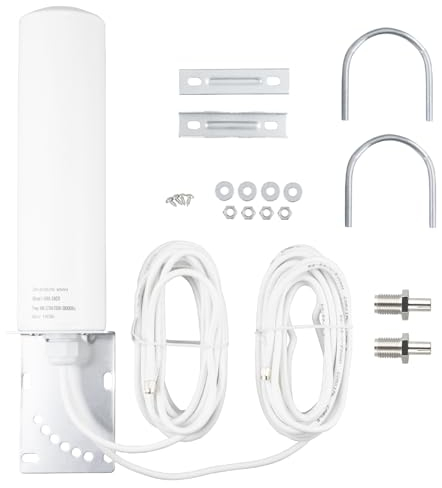 BOOBRIE Antenna 4G LTE Esterna 10dBi, Antenna per Router 5G, Amplificatore Segnale Cellulare 698-2700/3300-3800MHz, OmniDirezionale, 5M Cavo RG58 con Adattatore TS9, High Gain per 3G/4G LTE