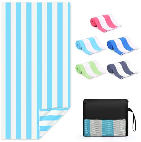 Zusentee Telo Mare Microfibra, Asciugamano da Spiaggia 180x90 cm Asciugatura Rapida, Telo Mare Antisabbia Morbido e Leggero,Adatto per Yoga in Spiaggia Nuoto, Azul Claro