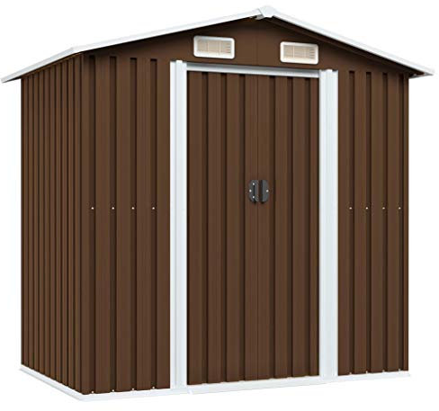 Tidyard Garden Storage Shed Brown 204x132x186 cm Steel lawn, courtyard Model47029