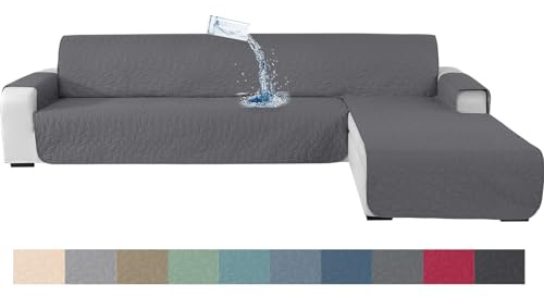 Ystyle Housse de Canapé d'angle 4 Places Antidérapant et Impermeable - Protection et Couverture (285cm, Gris Clair)
