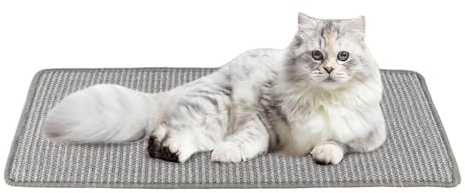 PETWERK® Kratzmatte Grau| Katzen Vorleger| Kratzteppich| Sisal Kratzmatte| Katzenmöbel| Krallenpflege (40cm x 60cm)