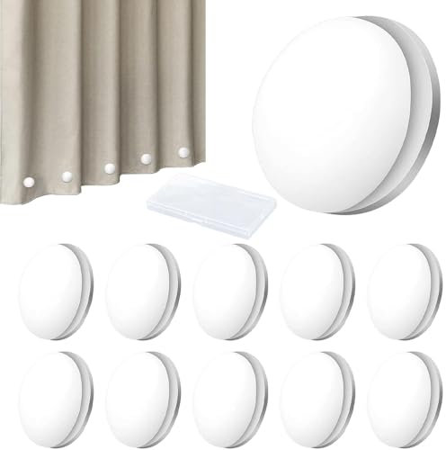 Shower Curtain Weights, 12 Pcs Magnetic Shower Curtain Weights, Outdoor Curtain Liner Magnets for Drapery Tablecloth Flag Outdoor Curtain Liner (White)