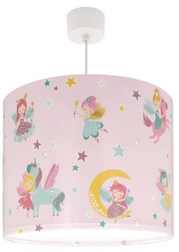 Dalber Lampe kinderzimmer, kinderlampe Pendelleuchte Hängelampe, Deckenleuchte Kinder, Deckenlampe kinderzimmer, Fairy Dreams Rosa Feen