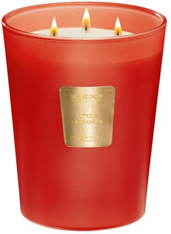 M&SENSE Apfel Zimt Duftkerze große 3 Docht natürliche Sojawachs Kerzen für Haus Weihnachtskerzen Geschenk für Winterurlaub 150 Stunden lang anhaltende langsam Verbrenen 990g