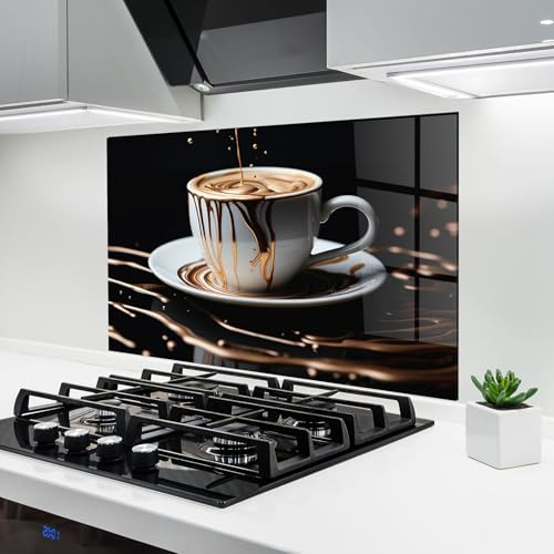 ARTHUB® Küchenrückwand aus Glas 50x70 cm, 4mm ESG | Spritzschutz, Glasplatte, Herdspritzschutz, Wandschutz für Herd, Hartglas, Lebensmittel, Kaffee, Cold Coffee Drink