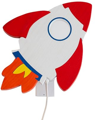 Clevere Kids Kinder Wandlampe Alle Meine Tiere Holz Handarbeit A++ (Rakete)