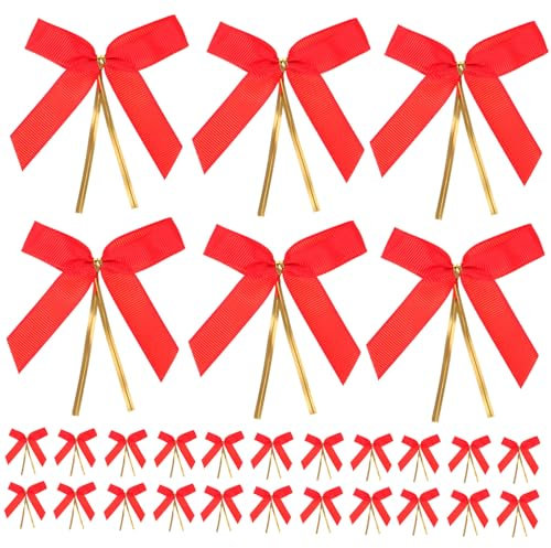 COHEALI 50pcs Red Bowknot Ribbon Knotting Straps Handmade Wrapping Band Elegance for Flowers Crafts