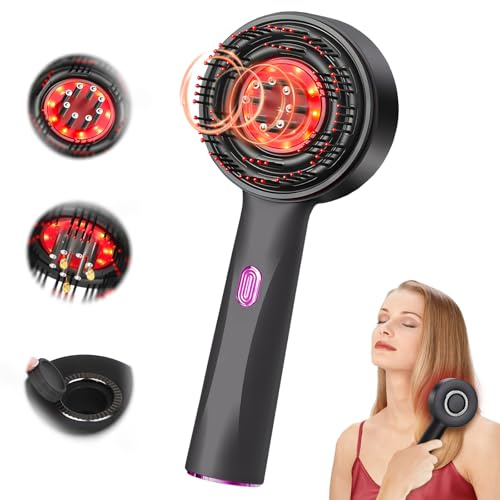 Brosse Massage Cuir Chevelu,Masseur Tete Cheveux,Masseur électrique du cuir chevelu,peigne électrique portable de massage du cuir chevelu et des cheveux,Pour les hommes et les femmes,Noir