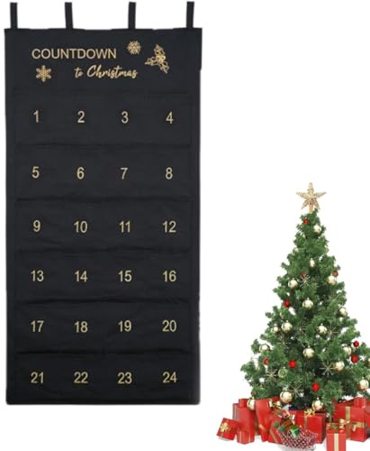 Calendrier de l'Avent avec 24 Sacs en Tissu, Calendrier de Noël Réutilisable Suspendre Décoration de Noël en Tissu pour Remplir les Accessoires de fête