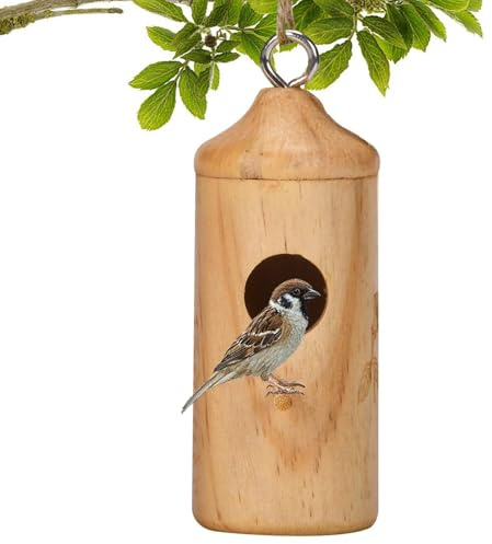 Nid Swing de colibris en Bois, Suspension de colibris en Bois, Maisons Swing à Oiseaux en Bois, pour bourdonner Swallow Wren Sparrow Garden