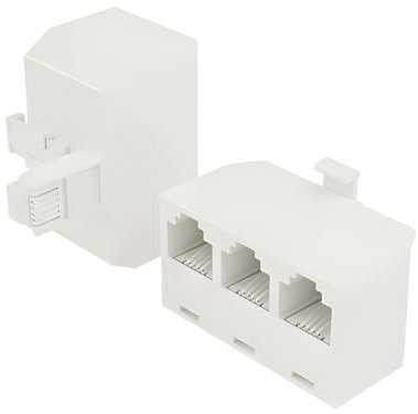 HAWAKA 2Pcs RJ11 6P4C Male to 3 Ports Female Telephone Line Splitter, 3 Way Phone Jack Splitter Socket Adapter Extension Coupler Connector for Landline Cable Fax Machine Modem