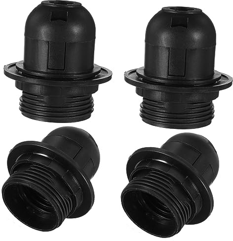 HOLIDYOYO Portalampada E27 in Plastica Nera, 4 Pezzi, Supporto Lampada per Lampadine LED e Incandescenti, Kit Fai da Te per Lampade Ristorante e Muro