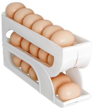 Dispensador Automático De Huevos, Hueveras Para Frigorifico Puerta, Organizador De Huevos Enrollable Bandeja De Huevos Para Cocina, Ahorro De Espacio Dispensador De Huevos, 28x7x13.5cm
