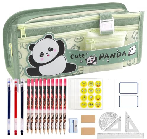 BDHYYM 41 Piezas Estuche Escolar 4 Compartimentos, Estuche Portalapices Grande, Organizador de Papelería Oficina, Estuches Escolares para Niños, Niñas y Adultos Son Todos adecuados