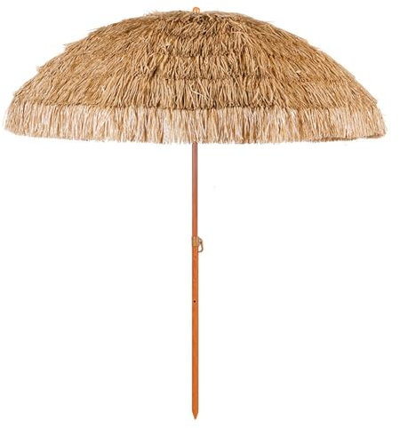 JTPMYFT Ombrellone da Giardino in Paglia con Design Inclinato, 8 Stecche con Parte Superiore in Paglia for ombrellone da Tavolo da Spiaggia/Patio/Piscina all'aperto(62.9inch)