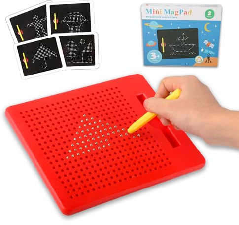 HingtTraum Tablette Dessin Enfant magnétique – Jeux pour occuper Les Enfants dans la Voiture – Magnetic Book éducatif Rouge, idéal pour Les Voyages