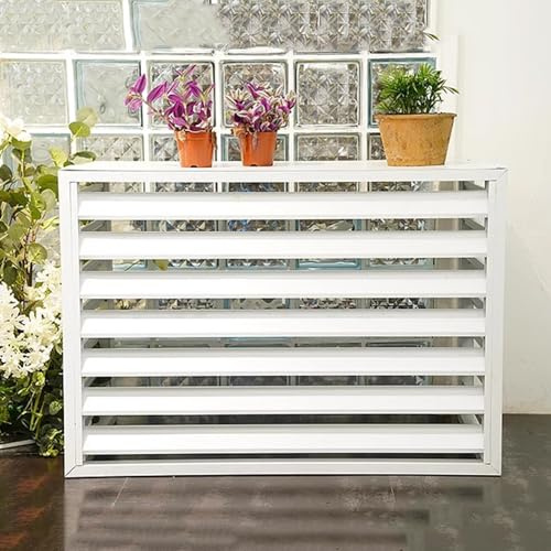 Outdoor Privacy Screen for Air Conditioner Aluminum Protective Cover for Condenser AC Cage Garden Planter Box (White 100x50x70 cm) - Weatherproof &