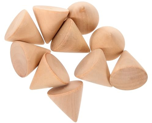 10 Unbemalte Holz Selbstgemacht Kegel 3,1cm zum Basteln, Natur