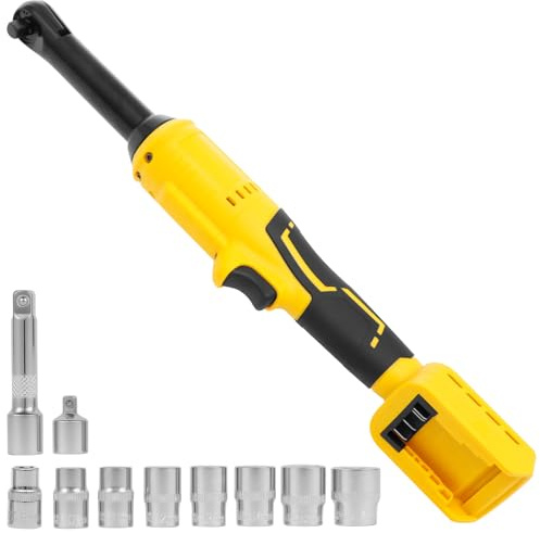 Llave de carraca eléctrica de 3/8 pulgadas, 80 N.m, 350 RPM, juego de llaves de carraca eléctricas con 8 llaves de vaso, adaptador de 3/8 a 1/4, barra de extensión de 3, carraca de batería para