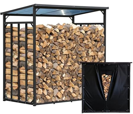 QUICK STAR Metall vedhylla antracit XXL 185 x 100 x 185 cm XXXL med väderskydd trädgård vedskydd 3,5 m³ vedförvaring stapelstöd utomhus