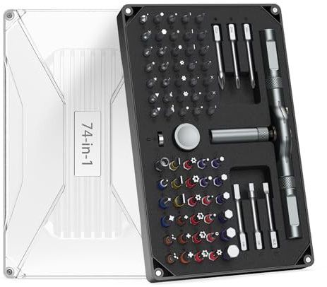 ORIA Tournevis à Cliquet 74 en 1, Kit Tournevis Magnétique de Précision, Embouts S2 Code Couleur, Kit Réparation Précision pour Sonnettes, Montres, PC, Appareils électroniques et Bricolage