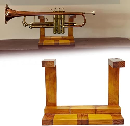 SUNUCO Trompetenständer aus Holz Instrumentenständer Hochwertiger Holzständer für alle Trompetenarten, einfache Montage, rutschfest & stabil, ideal zur Präsentation Ihres Instruments.