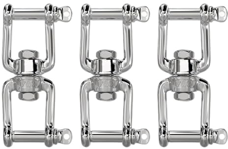 MOUMOUTEN Lot de 3 émerillons à Double Manille, Crochets pivotants M6 en Acier Inoxydable 304 pour balançoires, hamacs, suspensions de Plantes, Porte-clés, Anneau de Connexion pour Usage extérieur