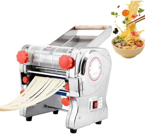 Máquina De Pasta Eléctrica 550w, Laminadora De Masa Comercial Máquina Para Hacer Pasta Fresca En Casa Acero Inoxidable Con Cubierta De Seguridad Para Fideos/empanadillas/espaguetis(160)