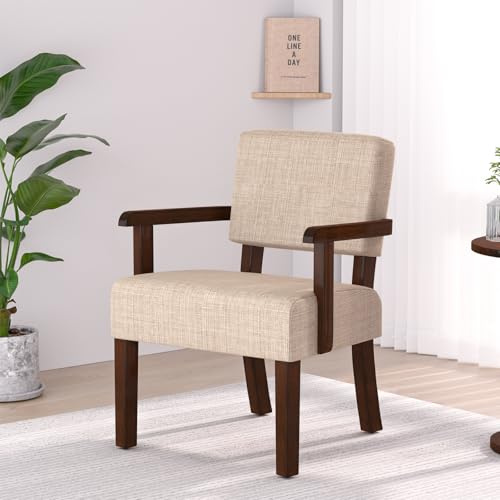 EOSVALO Sessel Wohnzimmer 63x66x83cm, Loungesessel mit Armlehnen, bis 110kg | für Schlafzimmer und Gästezimmer, Massivholzrahmen, Langlebig und Robust