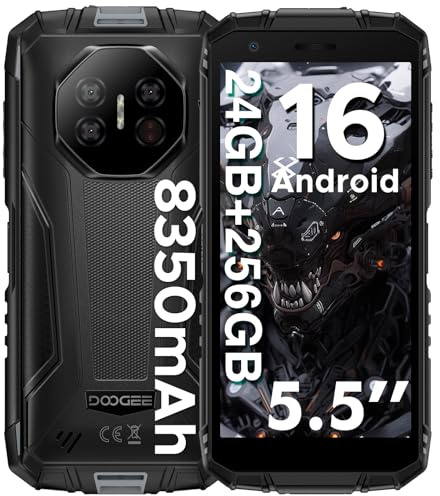 Luzglo Fire 3 Ultra Movil Irrompible Android 15, 5.5 HD+ 8350mAh Batería Móvil Rugerizado, 24GB+256GB/2TB Octa-Core T7200, 16MP+8MP, IP68/Face ID/Huella Dactilar/OTG/NFC/Dual SIM 4G Móvil Resistente